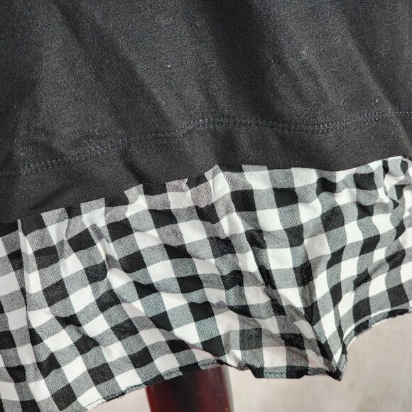 Apt. 9 Black w/Black Check Layer Roll Sleeves Poly Rayon Span Pull Over Top L - Picture 5 of 16